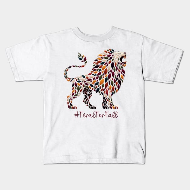 Feral For Fall Lion Kids T-Shirt by A Magical Mess